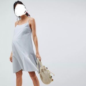 Gray sleeveless maternity dress